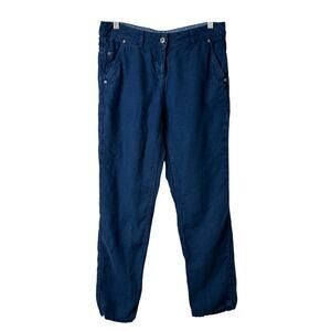 Poetry Linen Pants Blue Womens Size 8 5-Pocket Zip Fly Button Closure